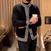 Hearujoy Autumn Clothing Men's Knitted Luxury Button Cardigan Sweatercoat Casual Long Sleeve Solid Color Vintage Korean Knitwear 2024 New